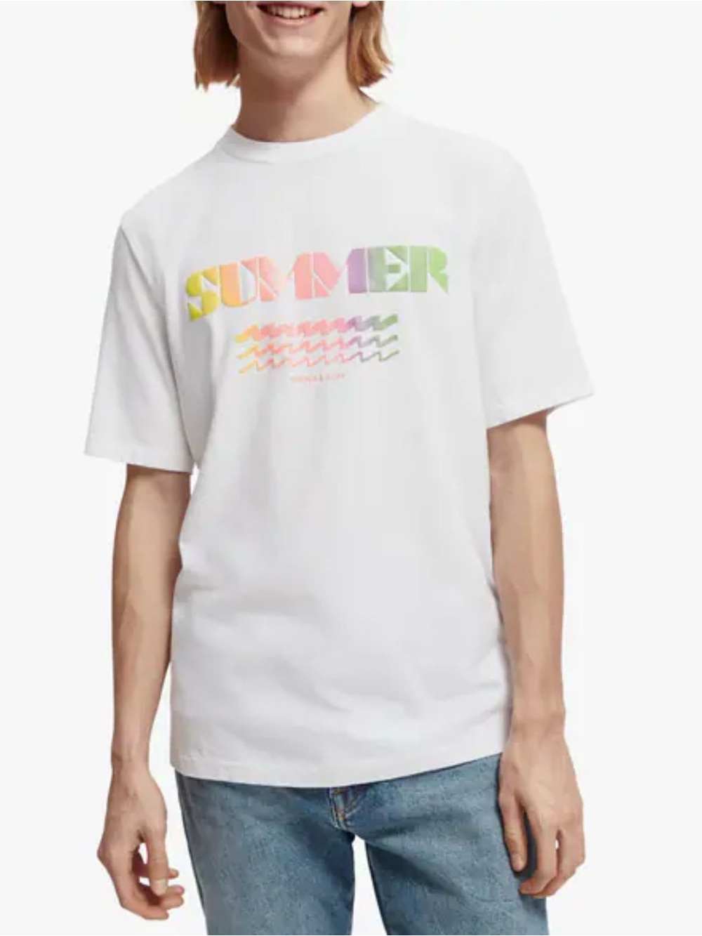 Scotch & Soda White Tee with Pastel 'SUMMER' Graphic